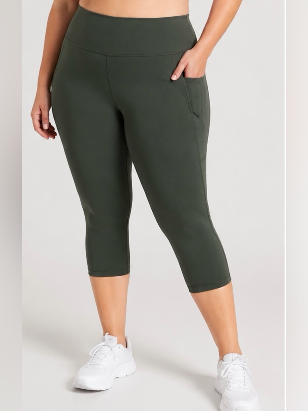 Athleta Interval Stash High Rise Capri Legging 2X Green Pockets Activewear NWT